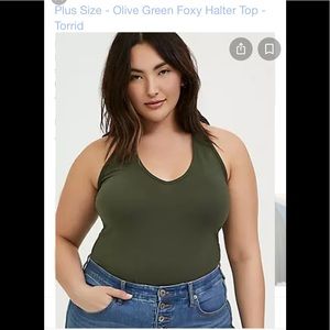 Torrid olive green halter top size 1